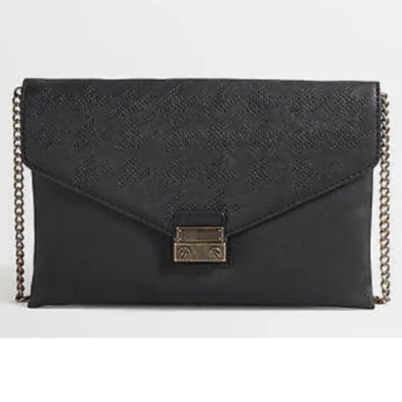 J.CREW LOCK ENVELOPE CLUTCH WITH CHAIN STRAP - BLACK NEW - Picture 1 of 6